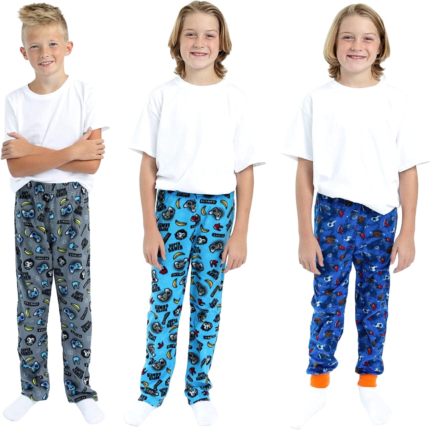 Boys Pajama Pants for Kids 3-Pack Soft Pajama Bottoms for Boys